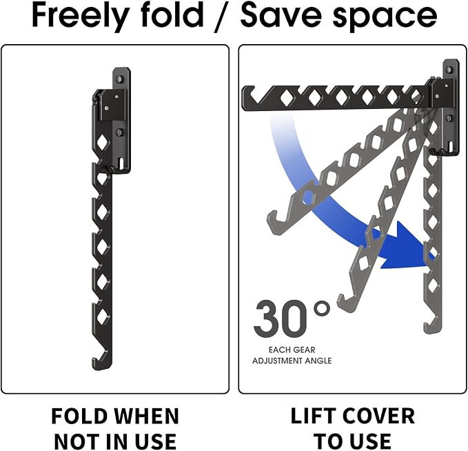 Wall Mounted Clothes Drying Rack, Wall Clothes Hanger Hook - Image 2