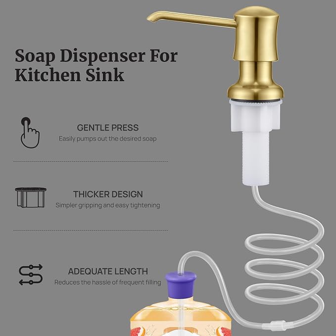 Sink Soap Dispenser for Kitchen Sink Brushed Gold Upgrade - Image 3