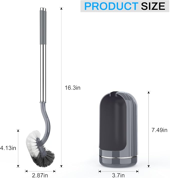 SetSail Toilet Brush and Holder Set, Compact Size Curved Toilet Bowl Brush - Image 2