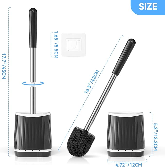 TRENTI Toilet Brush and Holder Set, Ventilated Holder, Compact Toilet Brush Set - Image 7