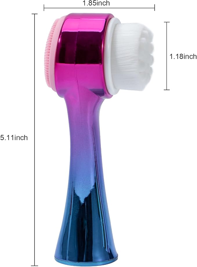 Face Brush 2 in 1, Silicone Facial Cleansing Exfoliating Brush Soft Bristles - Image 5