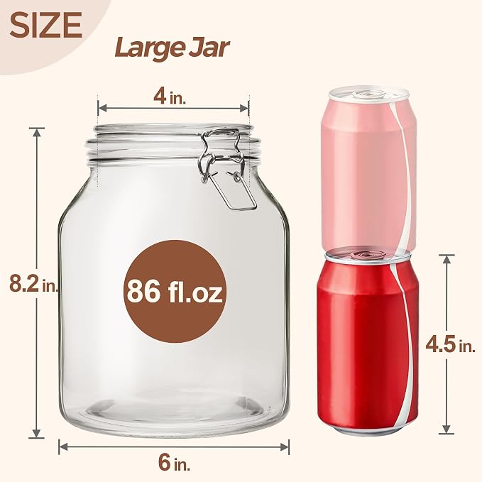 ComSaf Glass Jars with Airtight Lid 86 oz, Wide Mouth Mason Jars, Canning Jars - Image 2