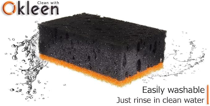 Black & Orange Multi Use Scrub Sponges. Made in Europe. 18 Pack, 4.3x2.8x1.4 - Image 3