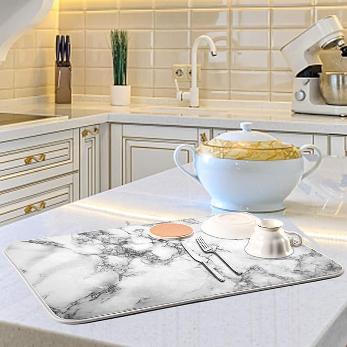 Black Grey Marble Dish Drying Mat 18x24 - Image 6