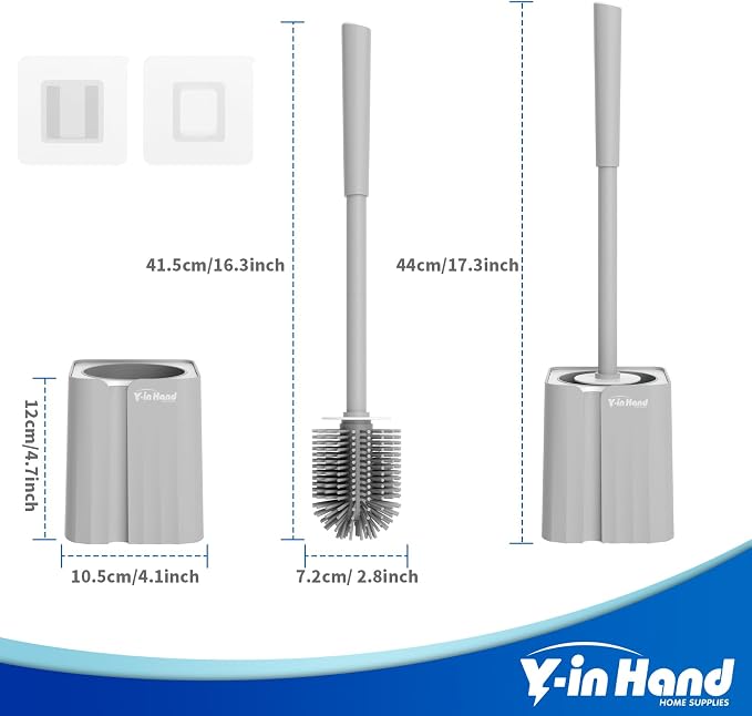 Toilet Brush and Holder Set, Silicone Toilet Bowl Cleaner Brush Bristles - Image 7