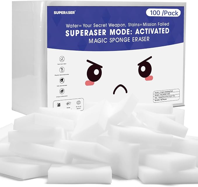 Magic Sponge Eraser, Bulk 100 Pack of Industrial Melamine Sponges by SUPERASER
