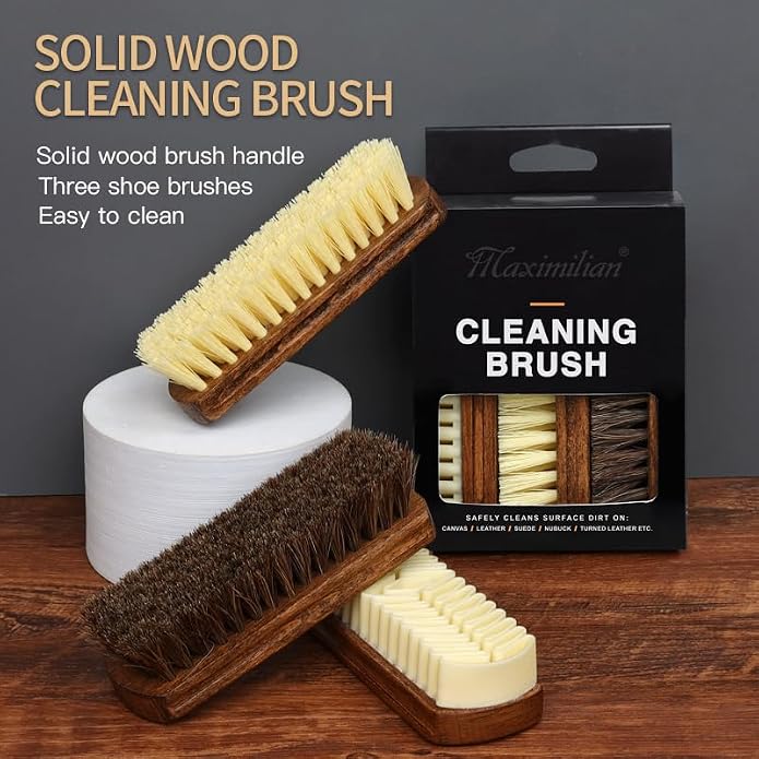 MAXIMILIAN Shoe Shine Brush Kit Horsehair Brushes - Image 2
