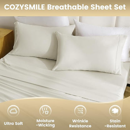 Twin XL Sheets Set - 3 Piece Silky Ultra Soft Breathable Bed Sheet Set, 16" Deep Pocket for Mattress,Hotel Luxury Clearance Twin Size Sheet Sets & Wrinkle Free,Easy Care Cooling Bedding Sheets, Ivory