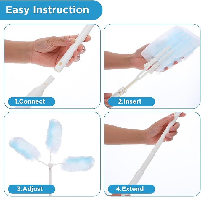 60 Count Duster Refills, Disposable Cleaning Duster Kit Heavy Duty Microfibre - Image 7