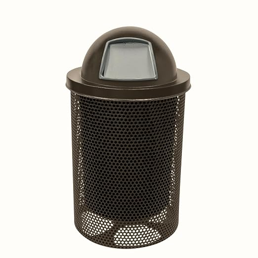 COATEDOUTDOORFURNITURE RDT-P-TXTBRW Heavy Duty Round Trash Receptacle by CoatedOutdoorFurniture