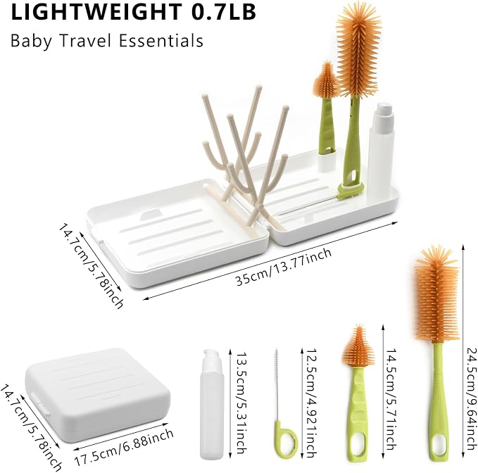 Portable Baby Bottle Brush Kit Premium Silicone Bottle Cleaner Brush, Nipple - Image 3