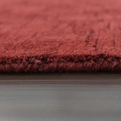 Hand Knotted Loom Wool ECO-Friendly Area Rugs - 6'x6', Octagon, Red Color, Solid Plain Design, High Pile Thick Handmade Anti Skid Area Rugs for Living Room, Bed Room (L00111)