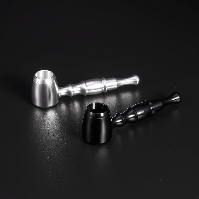 2-Pack Aluminum Alloy Tobacco Pipe Set, 10cm Portable Smoking Pipe - Image 2