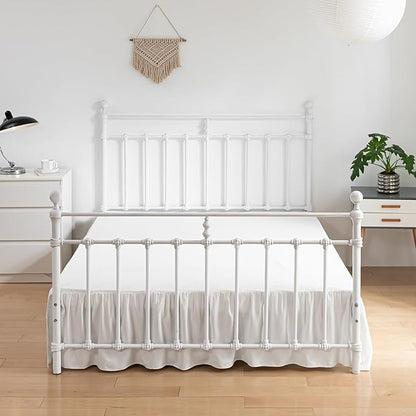 Bed Skirt Full Size Ruffled Bed Skirts with Split Corners, 16 Inch Drop Dust Ruffle Bed Skirt with Platform, Ivory, Full - 16" Drop