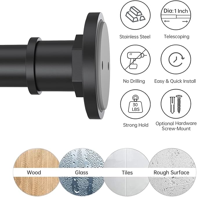 BRIOFOX Industrial Shower Curtain Rod - Image 4