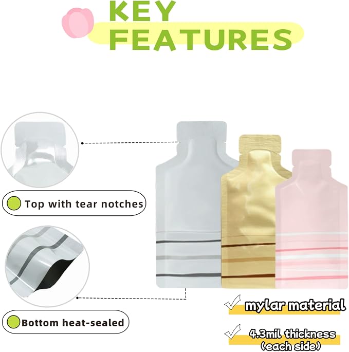 100 Pack 1.97x4.3 inch Heat Seal Sample Mylar Packets - Image 4
