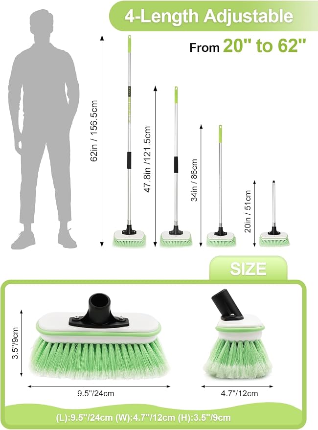 Boat Brush Telescoping Handle 4 Section Marine Scrub Extendable 20" to 62" - Image 2