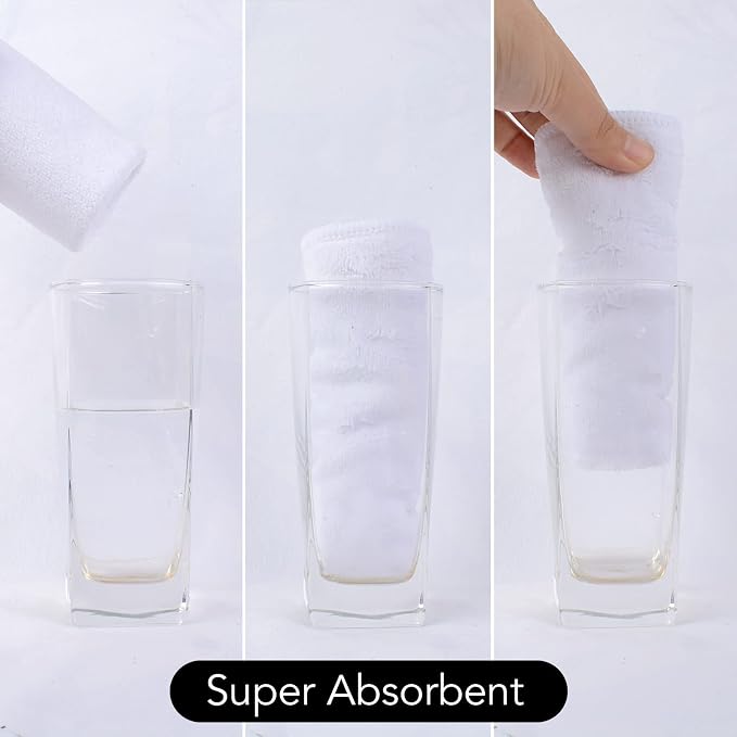 SINLAND Microfiber Facial Cloths Fast Drying Washcloth 12inch x 12inch White 2 - Image 5