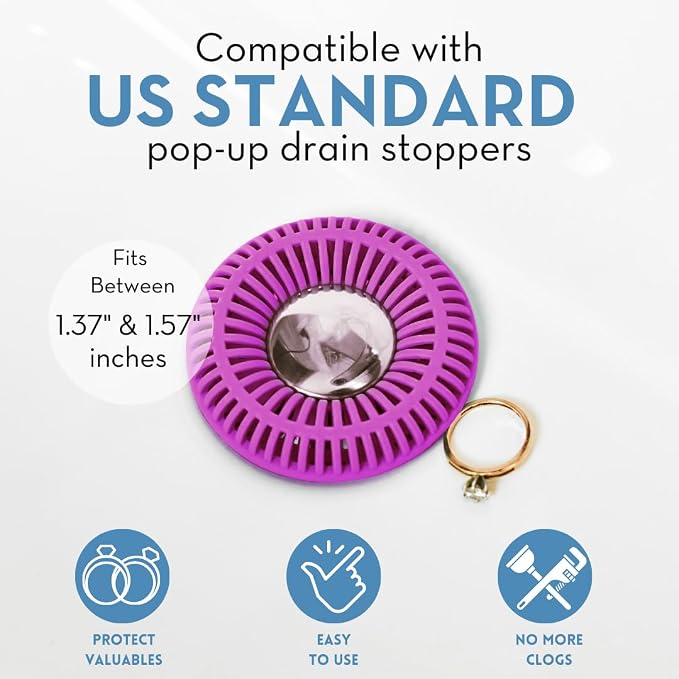 Bathroom Sink Hair Catcher for Pop-Up Drain – SinkRing 1.57" Precision Strainer - Image 3