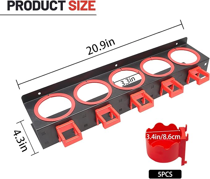 Spray Bottle Storage Rack with Extra Abrasive Holder, Wall Mount Hanging Rail - Image 2