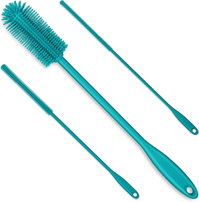 3-in-1 Silicone Bottle Brush and Straw Cleaning Brush Set, Water Bottle Cleaner by Purtribe