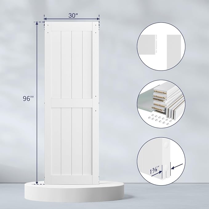 SmartStandard 30 x 96 inch White Sliding MDF Barn Door - Image 3