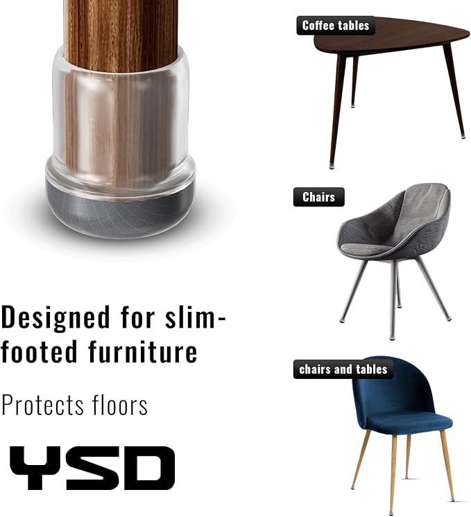 YSD 1.25Inch 24 Pcs Silicone Chair Leg Floor Protectors, Hair and dust - Image 3