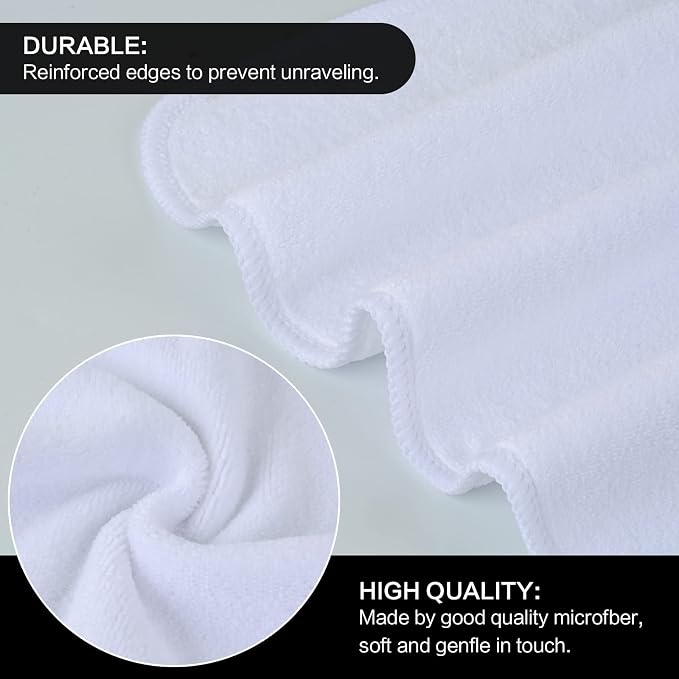 SINLAND Microfiber Facial Cloths Fast Drying Washcloth 12inch x 12inch White 2 - Image 3