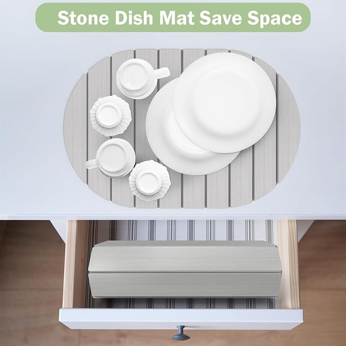 Stone Dish Drying Mat for Kitchen Counter, Versatile Stone Drying Mats for Cups - Image 5