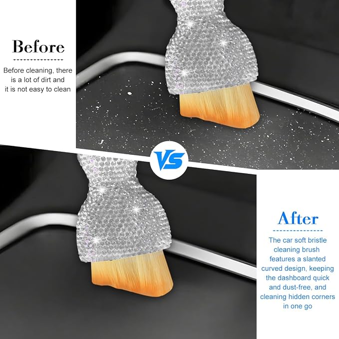 Bling Car Detailing Brush, Crystal Rhinestone Non-Scratch Vehicle Cleaning Dust - Image 5