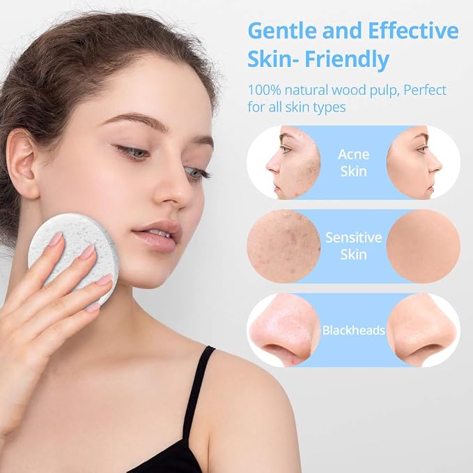 Natural Facial Cleansing Sponges- 20 Count Compressed Facial Sponges Cellulose - Image 3