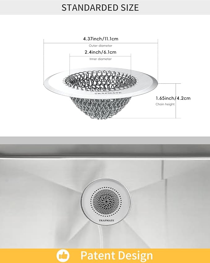 TRAPMATE 4 Pcs Kitchen Sink Drain Strainer, Stainless Steel Sink Strainer Basket - Image 6