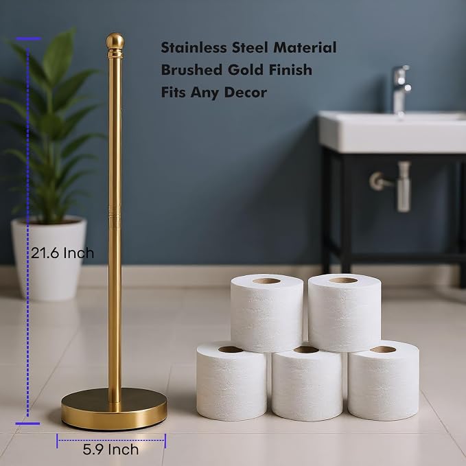 Toilet Paper Holder Stand Holding Up to 5 Paper Rolls, Free-Standing Spare - Image 3