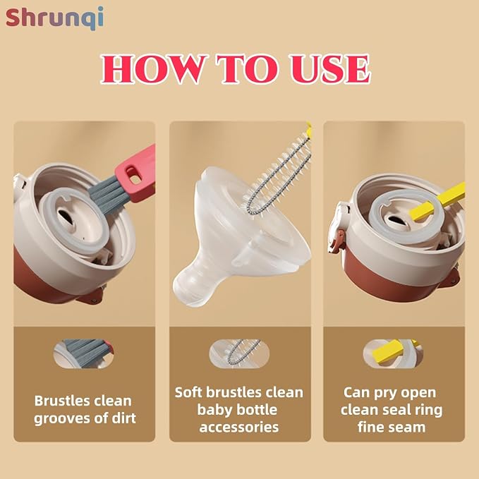 3 in 1 Cup Lid Cleaning Brush, 3 in 1 Multifunctional Cleaning Brush Portable - Image 2