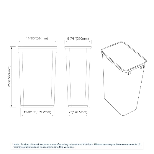 Dowell 50L Wastebasket Trash Container, 52.8Qt/13.2Gal, - Image 6