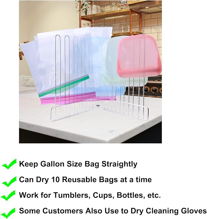 Reusable Drying Rack, Foldable Freezer Bag Dryer, SUS304 Stainless Steel Stand - Image 4