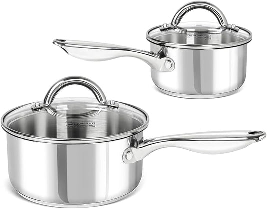 MICHELANGELO Saucepan Set 4pc, 18/10 Stainless Steel Sauce Pan by Michelangelo