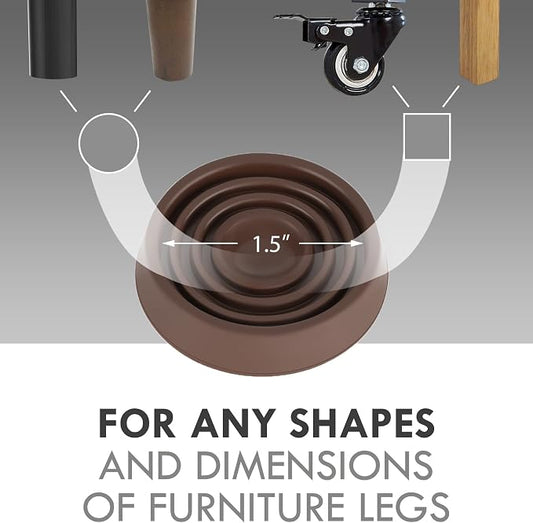 Furniture Coasters, 1.5X1.5 Rubber Caster Cups Non Slip Furniture Pads Non Skid - Image 2