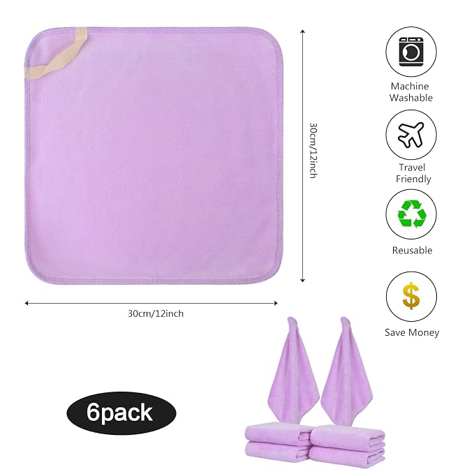 SINLAND Microfiber Facial Cloths Fast Drying Washcloth 12inch x 12inch Light - Image 2