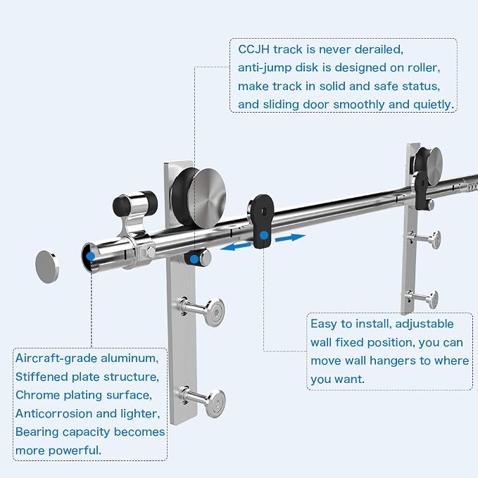 CCJH 12FT Stainless Sliding Barn Door Hardware Kit Heavy Duty - Image 3