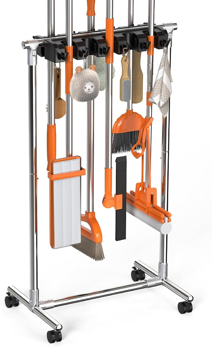 No-Drill Broom Holder Laundry Room Organization, Movable Cleaning Supplies by Unknown