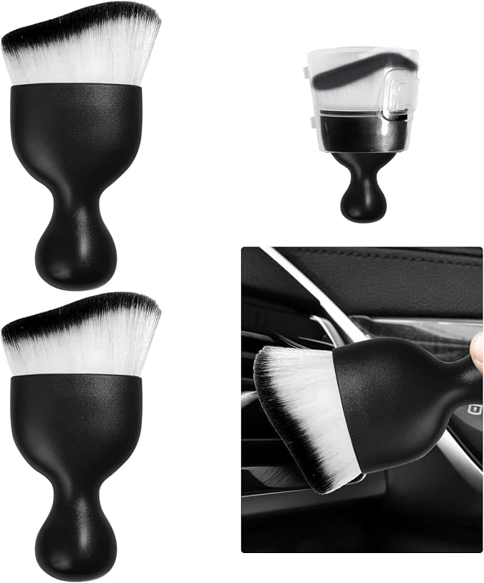 Ziciner 2 PCS Car Detailing Brush, Curved Soft Bristles Auto Removal Dust by Ziciner