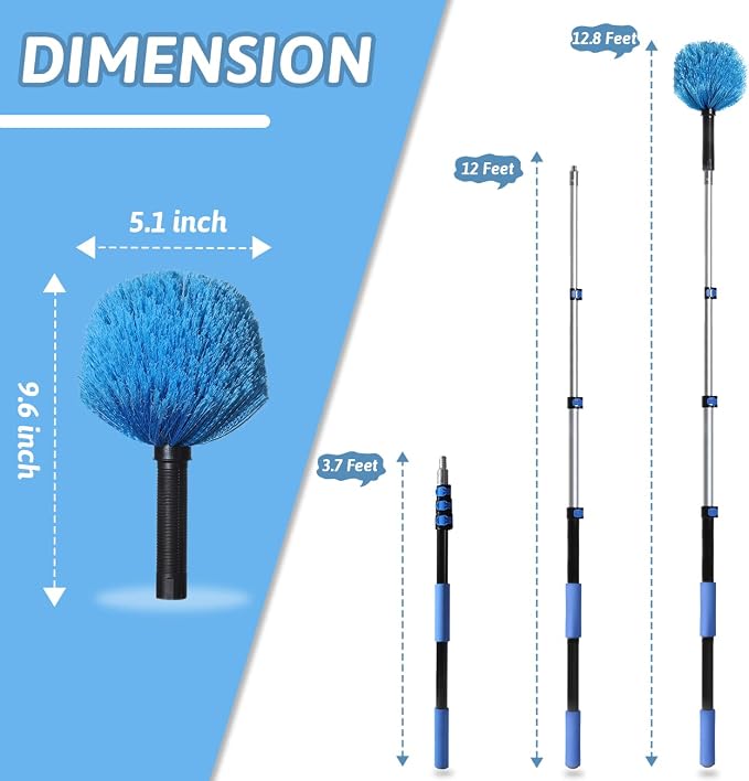 20 Foot Cobweb Duster with Extension Pole 2 PCS, Webster Cobweb Duster - Image 5