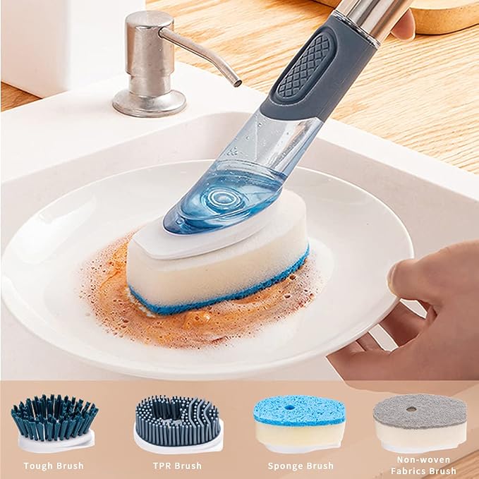 Dish Cleaning Brush, Soap Dispensing Dish Brush Set - Image 4