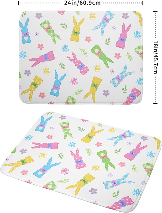 Easter Dish Drying Mat for Kitchen Counter Cute Bunny Floral Holiday Microfiber - Image 2