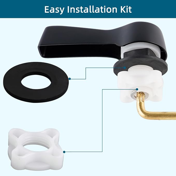 Hygie Rinse 2PCS Black Metal Toilet Handle Lever Flush Replacement, Universal - Image 5