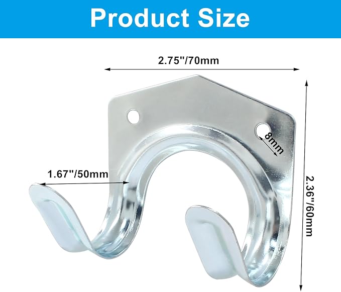 10 Pack Tool Storage Hooks Wall Mounted Double Tool Storage Hangers Mop Broom - Image 2