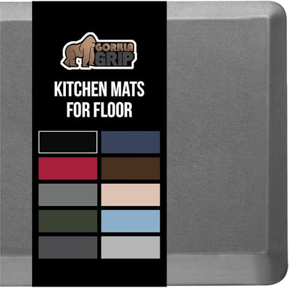 GORILLA GRIP Comfortable Cushioned Kitchen Mats for Floor, Waterproof and Stain Resistant Soft Top, 3/4 Inch Thick Ergonomic Standing Desk Anti Fatigue Mat, Foam Supports Ankles and Feet, 20x32, Grey
