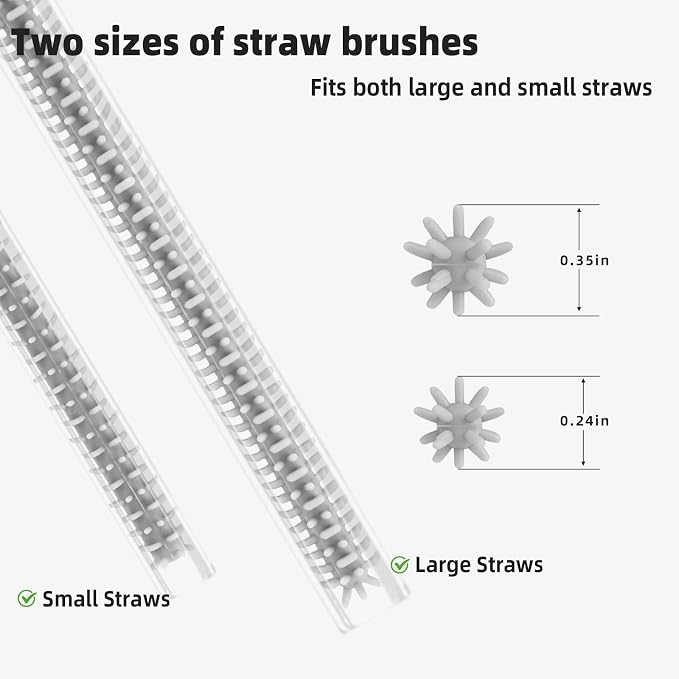 Silicone Straw Cleaner Brush, 4-Piece Reusable Straw Brush Set - Image 5
