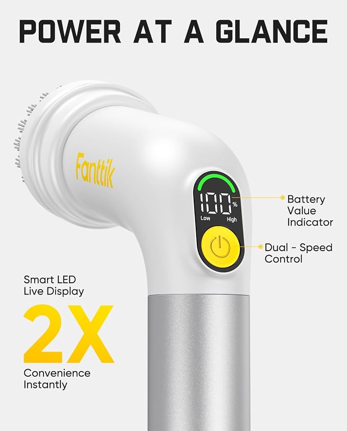 Fanttik G9 Handy Cordless Electric Spin Scrubber, MagnaStorm Motor, Dual-Speed - Image 5